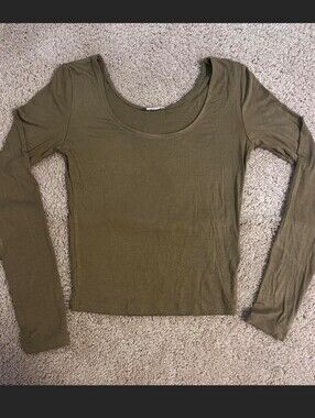 Cotton On Olive Green Scoop Neck Long Sleeve Top